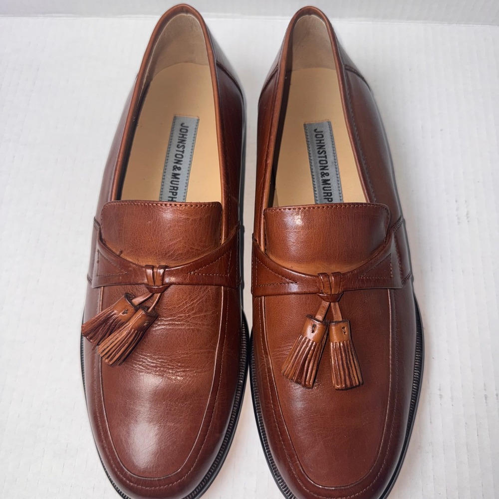 Johnston & Murphy Tassel Loafers Mens 8 M Brown Leather Moc Toe Dress Shoes